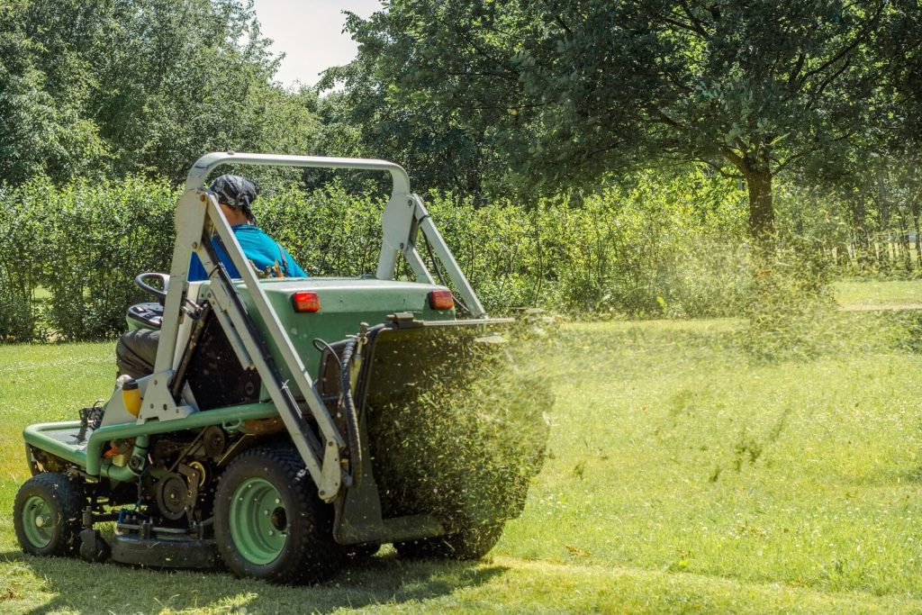 professional gardener cutting green grass on lawn 2023 11 27 05 01 44 utc